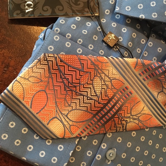 NEW MEN’S SAMBUCA SPORT SHIRT BLUE & WHITE - Picture 8 of 8